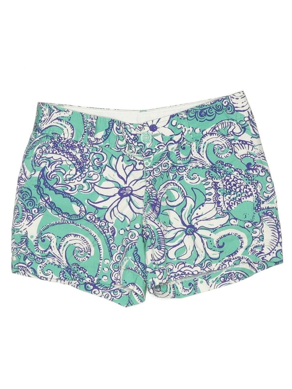 Lilly Pulitzer Printed Cotton Seafoam Paisley Callahan Shorts Size 0